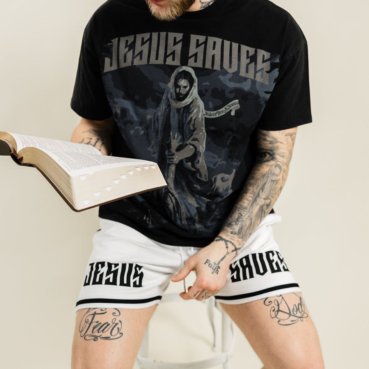 Jesus Saves Retro Shorts